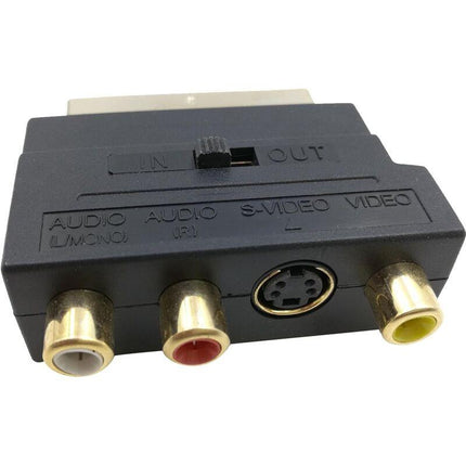Rgb Scart 21 Pin Male To 3 Rca Av Female Converter + Video Adapter (Black).