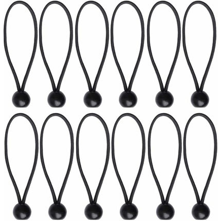 12 pcs Black Tarpaulin Bungees Balls Tarp Bungee Cord For Banner, Tarpaulins, Pavilions, Tents, Tent Bungee Hooks,.