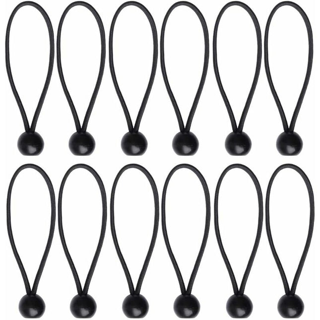 12 pcs Black Tarpaulin Bungees Balls Tarp Bungee Cord For Banner, Tarpaulins, Pavilions, Tents, Tent Bungee Hooks,.