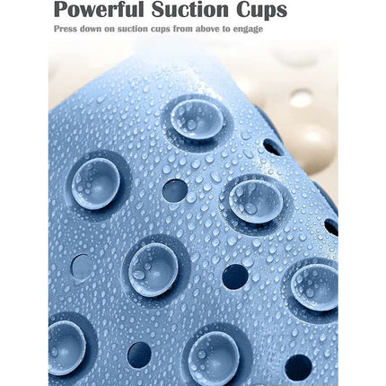 Non-Slip Shower Mat 70 X 40Cm Massage Bath Mat, Bath Mat With Drainage Holes And Suction Cups - Blue.