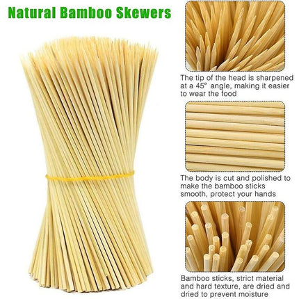 400 Wooden Bamboo Skewers Sticks For Bbq Fruit Chocolate Fondue Fountain 15Cm.