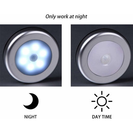 Wireless LED Motion Sensor Light For Closet, Stairs, Hallway, Kitchen, Bedroom (6 pcs) (Silver Shell (White Light).