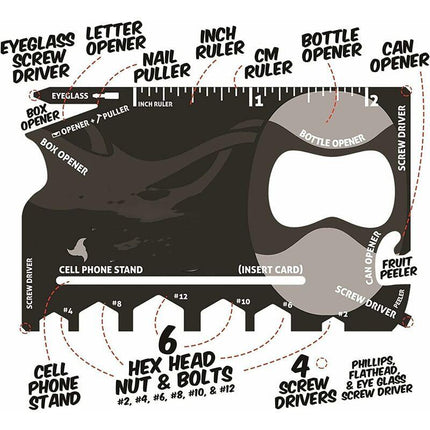Multi Tool,18 In 1 Multifunction Card Tool Holder Stainless Steel Multi-Tools Pocket Tools Gadget Bottle Opener Men.