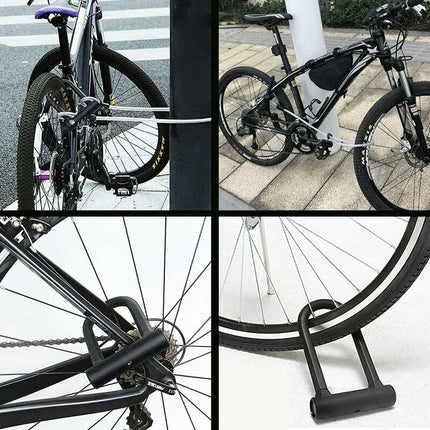Bicycle U-Lock + Steel Cable Lock With Bracket 2 In 1 Flexible U-Lock Steel Cable.