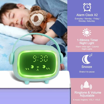 Kids Digital Alarm Clock For Girls Boys, Angel Digital Alarm Clock With Lights And Snooze Function (Green).