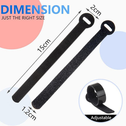 60 Pack Black Reusable Cable Ties Adjustable Hook And Loop Cable Management For Pc Cable Organizer Tv Office.