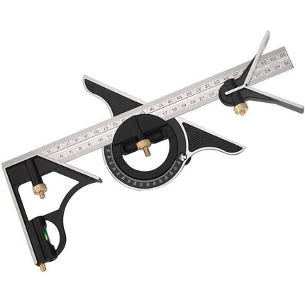 Metal Combination Square Multi-Function Carpentry Ruler Combination Angle Ruler With Zero Level Protractor Straight.