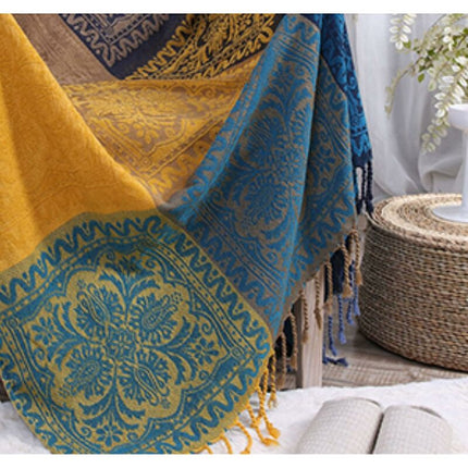 Cotton Single Sofa Blanket, Knitted Fringed Blanket, Double Sided Patchwork, Decorative Warm Blanket For Home Office.