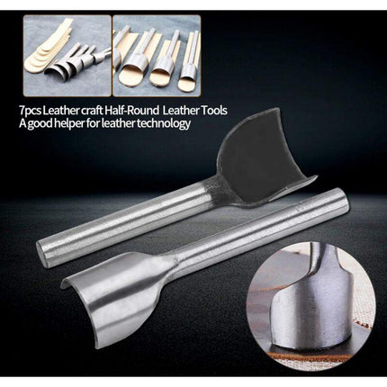 7 pcs Half ROund Diy Leather Craft Tools Arc Shape Belt End Cutter Leather Strap Semicircle Punch Tools (10-40Mm).
