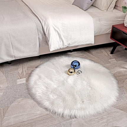 Faux Sheepskin Faux Lambskin Rug Fluffy Soft Longhair Decorative Sofa Chair Cushion Mat (White, 45X45Cm).