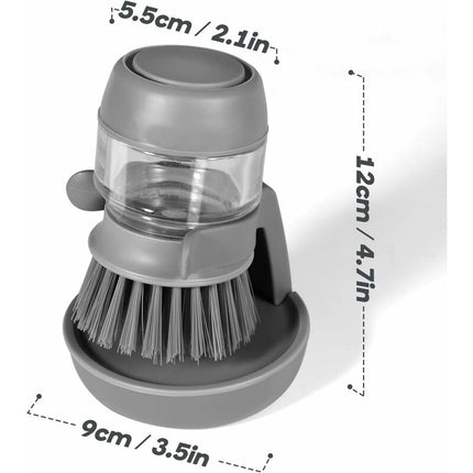 Soap Dispensing Dish Brush, Kitchen Hand Brush For Cleaning Dishes, Pots, Pans And Sinks -- Gray V014Dcbgre One Size.