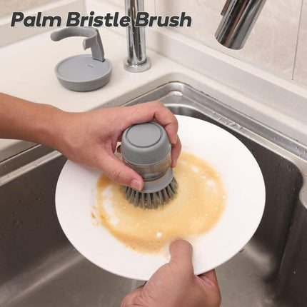 Soap Dispensing Dish Brush, Kitchen Hand Brush For Cleaning Dishes, Pots, Pans And Sinks -- Gray V014Dcbgre One Size.