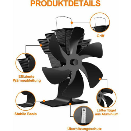Wood Stove Fan 6 Blades Heat Powered Fireplace Fan Quiet Fan With Overheat Protection For Wood Burning Stove Gas.