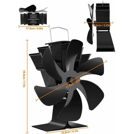 Wood Stove Fan 6 Blades Heat Powered Fireplace Fan Quiet Fan With Overheat Protection For Wood Burning Stove Gas.