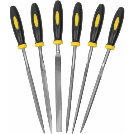 6 pcs File Set, 5.5 Inch Needle Files, 3Mm Diameter Carbon Steel File Kit With Handle, Suitable For Metal, Wood, Glass,.