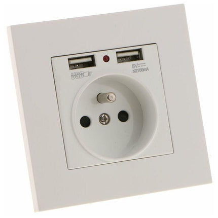 Sharplace Wall Socket, Wall Socket, Dual Usb 5V/2100Ma, 2 Port Usb Socket Convenient And Easy To Manage.