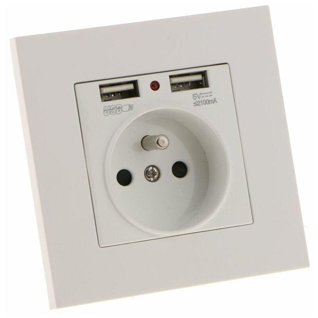 Sharplace Wall Socket, Wall Socket, Dual Usb 5V/2100Ma, 2 Port Usb Socket Convenient And Easy To Manage.
