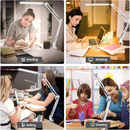 LED Desk Lamp - Powerful LED Desk Lamp With Clip - Eye Protection LED Desk Lamp - 3 Lighting Modes X 10 Brightness.