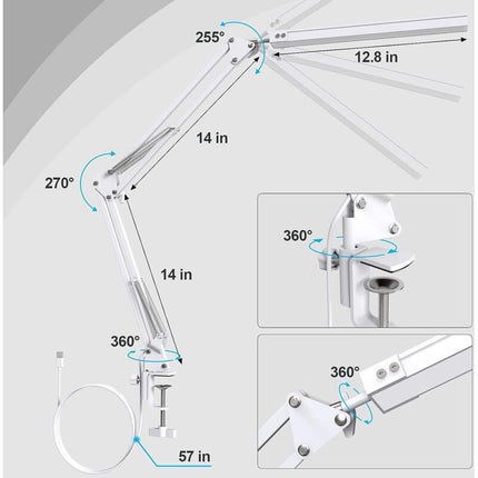 LED Desk Lamp - Powerful LED Desk Lamp With Clip - Eye Protection LED Desk Lamp - 3 Lighting Modes X 10 Brightness.