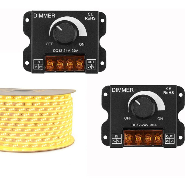 LED ROtary LED Dimmer Switch Dimming Controller Dc 12V-24V 30A Pwm Dimmer Knob For Adjusting Brightness(2 Pack).