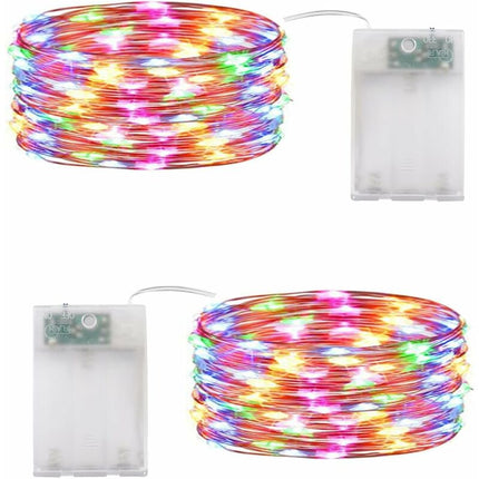 Christmas Fairy Lights LED Multicolor String Lights 2 Pack 10M 100 LEDs Battery Operated String Lights For Bedroom.