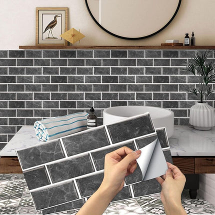 Kitchen Tile Stickers, 12 Pieces Self-Adhesive Tile Sticker Waterproof Pvc Tile Stickers Self-Adhesive Wall Tile.