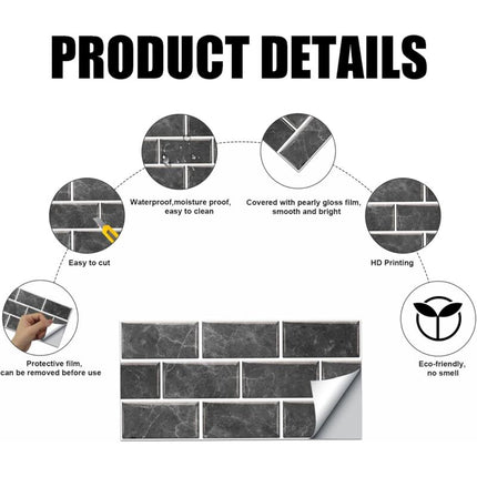 Kitchen Tile Stickers, 12 Pieces Self-Adhesive Tile Sticker Waterproof Pvc Tile Stickers Self-Adhesive Wall Tile.