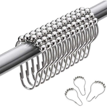 Stainless Steel Shower Rings, 12 Pieces Shower Curtain Hooks Small S Hooks For Bathroom Shower ROd (Silver).