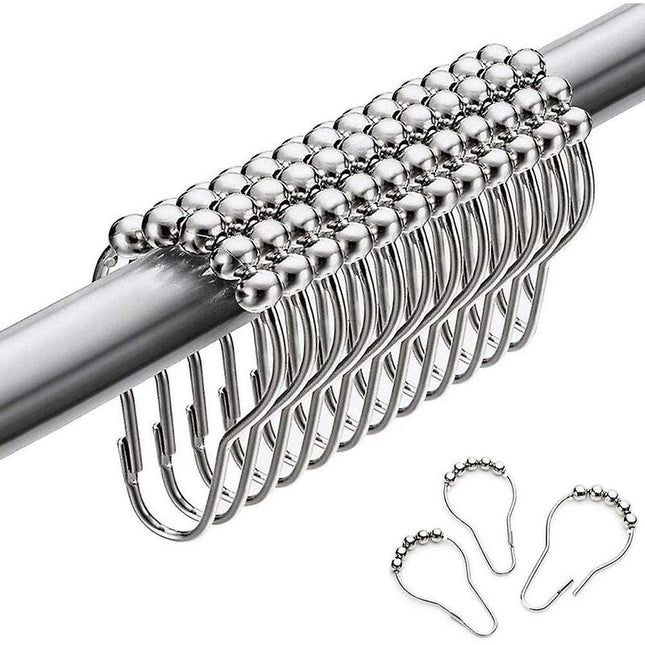 Stainless Steel Shower Rings, 12 Pieces Shower Curtain Hooks Small S Hooks For Bathroom Shower ROd (Silver).