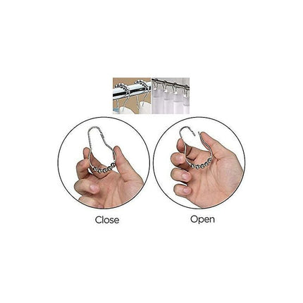 Stainless Steel Shower Rings, 12 Pieces Shower Curtain Hooks Small S Hooks For Bathroom Shower ROd (Silver).