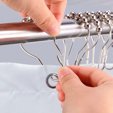 Stainless Steel Shower Rings, 12 Pieces Shower Curtain Hooks Small S Hooks For Bathroom Shower ROd (Silver).