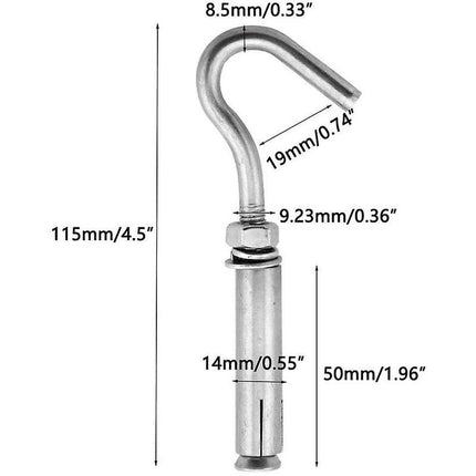 M10 304 Stainless Steel Expansion Bolts Anchors Bolts Open Hook Expansion Screws Bolts 5-Pack.