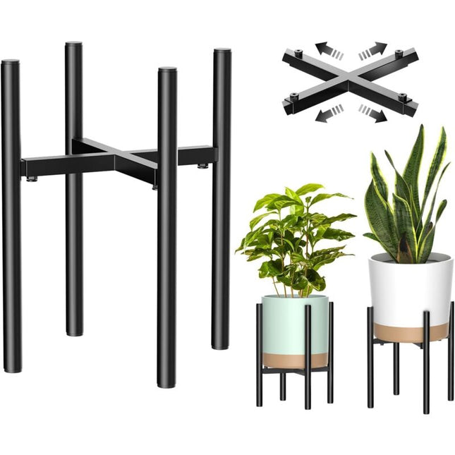 Plant Stand, Simple Style Metal Plant Shelf, Indoor And Outdoor Flower Pot Holder Adjustable Width For 20-30Cm Pots.