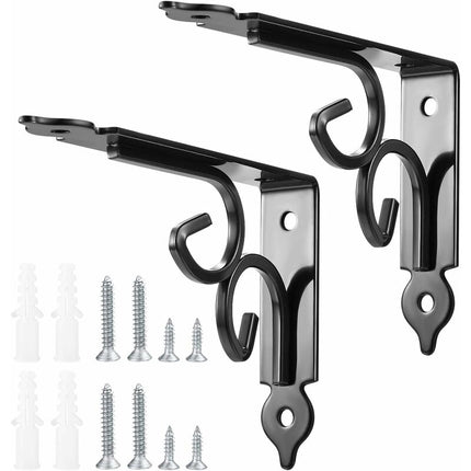 2 pcs Wall Shelf Brackets, 90 Degree Triangle Shelf Brackets, Metal Angle Bracket For Bookshelf, Kitchen - Black.