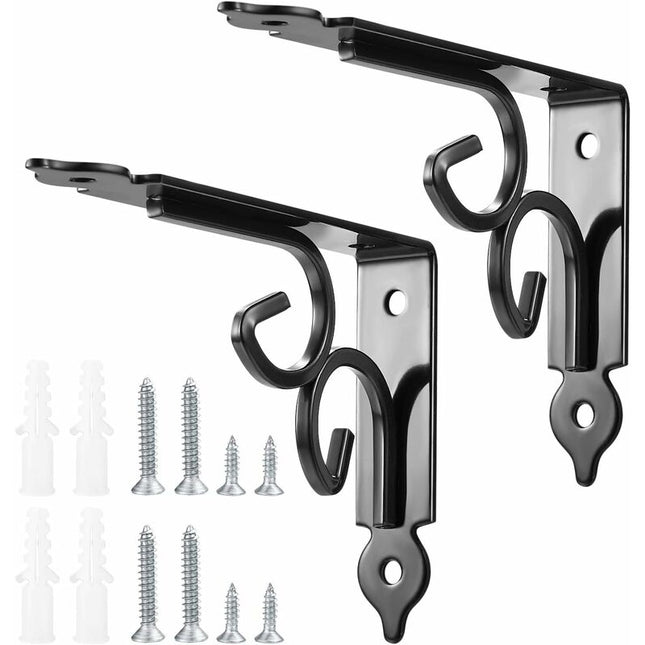 2 pcs Wall Shelf Brackets, 90 Degree Triangle Shelf Brackets, Metal Angle Bracket For Bookshelf, Kitchen - Black.