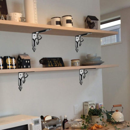 2 pcs Wall Shelf Brackets, 90 Degree Triangle Shelf Brackets, Metal Angle Bracket For Bookshelf, Kitchen - Black.