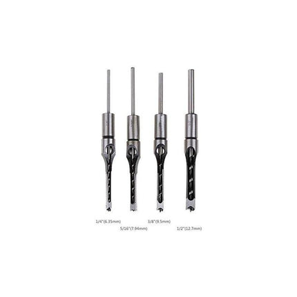 4 pcs Chisel Set Square Hole Drill Bits, Steel Hollow Chisel Woodworking Tools Set (1/4-1/2-5/16-3/8 Inch).