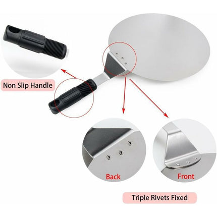 ROund Stainless Steel Pizza Peel With Non-Slip Handle Ideal For Cakes, Pizzas, Pies.