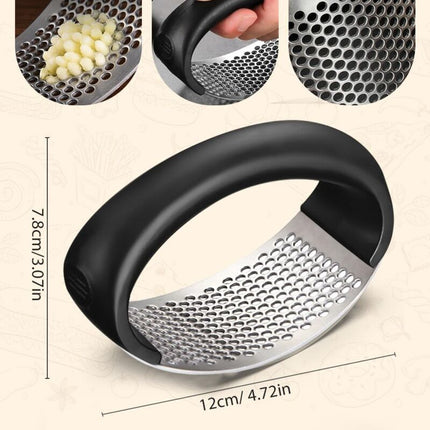 Stainless Steel ROcking Garlic Press - Cooking Appliance - Black & Gray 2Pc.