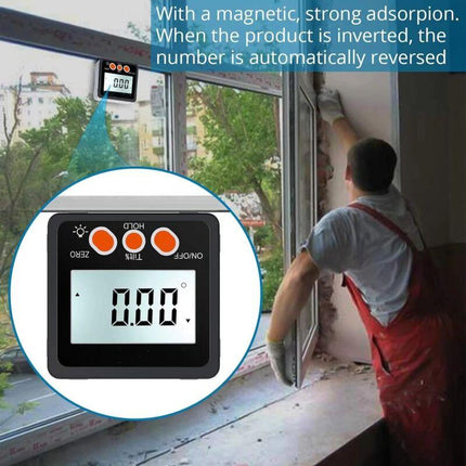 Digital Inclinometer Protractor 4 90° Level Box Angle Finder Backlight Bevel Gauge Magnetic Base Gauge In/Ft Mm/M With.
