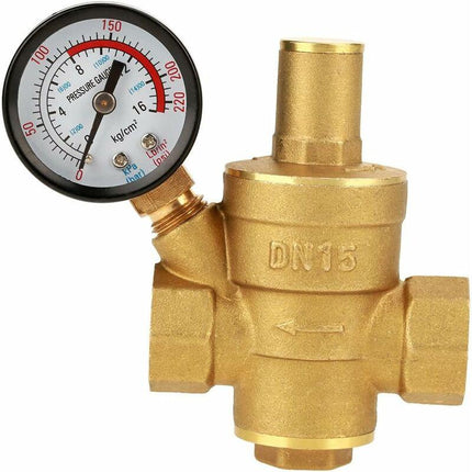 Adjustable Water Pressure Regulator Reducer With Dn15 Brass Measuring Meter.