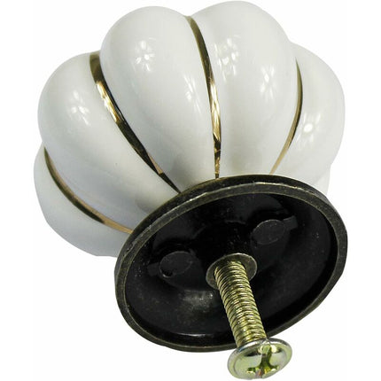 10 pcs Vintage European Style Ceramic Pumpkin Cabinet Knobs Dresser Cupboard Drawer Pull Handles White.