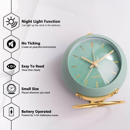 Retro Non-Ticking Analog Alarm Clock With Night Light, Silent, Easy Operation And Loud Alarm, Gift For Mom On Mother'S.