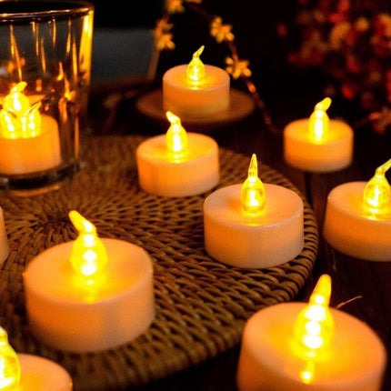 24 LED Flameless Tea Light Candles - Realistic & Bright, Battery Operated - Long Lasting For Wedding, Holiday, Party.