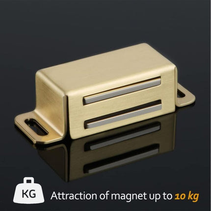 Magnetic Door Catches For Drawers Or Cabinets Door Closure, Stainless Steel Gold Finish, 4 pcs, Ecat001G-4P-Fr.