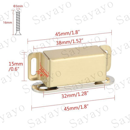Magnetic Door Catches For Drawers Or Cabinets Door Closure, Stainless Steel Gold Finish, 4 pcs, Ecat001G-4P-Fr.