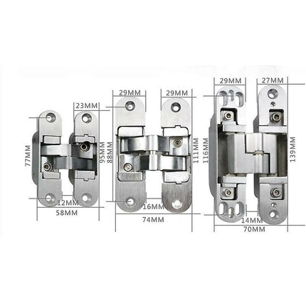 3D Invisible Hinge. Satin Stainless Steel. 2 Pieces, 2395Mm (Left + Right).