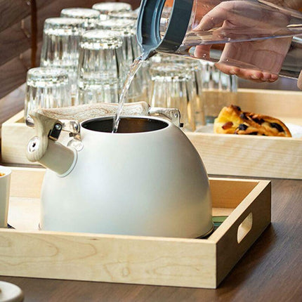 Stainless Steel Tea Kettle With Wooden Handle, 3L Induction Whistling Kettle, Retro Teapot Kettle, Boiler For Electric,.