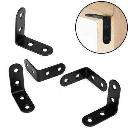 Black Right Angle Bracket L Shaped Metal Corner Braces With Screws For Wood Furniture Cupboard Support 20 pcs 40 18Mm.