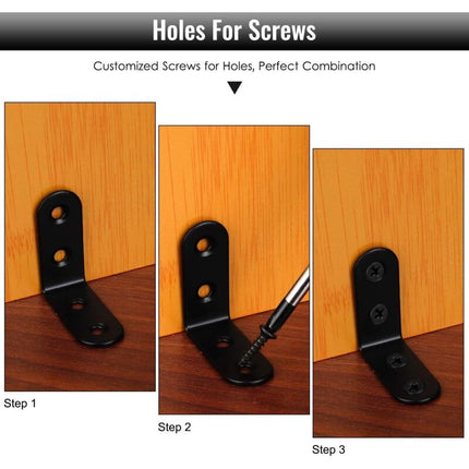 Black Right Angle Bracket L Shaped Metal Corner Braces With Screws For Wood Furniture Cupboard Support 20 pcs 40 18Mm.